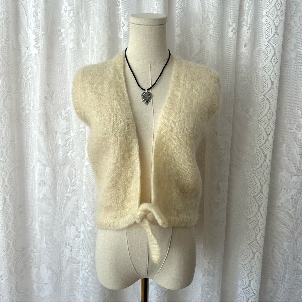 Vintage 1980's Mohair & Wool Blend Tie-Front Vest!